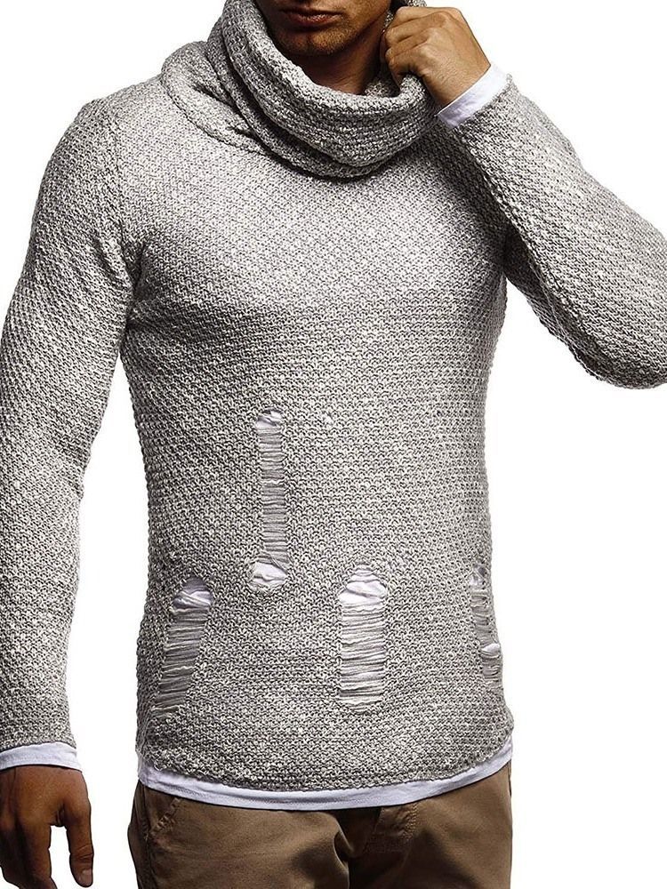 Pull Mince D'automne À Col En Tas Standard Pour Hommes