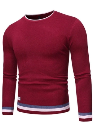 Pull Slim D'hiver À Blocs De Couleurs Standard À Col Rond Pour Hommes