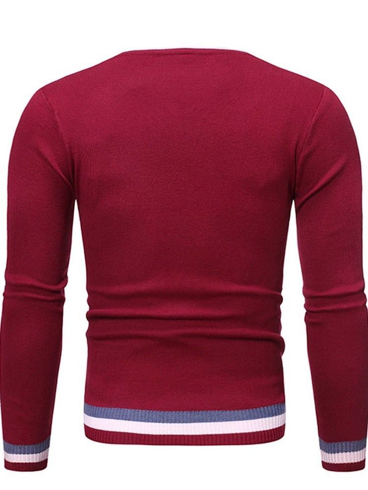 Pull Slim D'hiver À Blocs De Couleurs Standard À Col Rond Pour Hommes