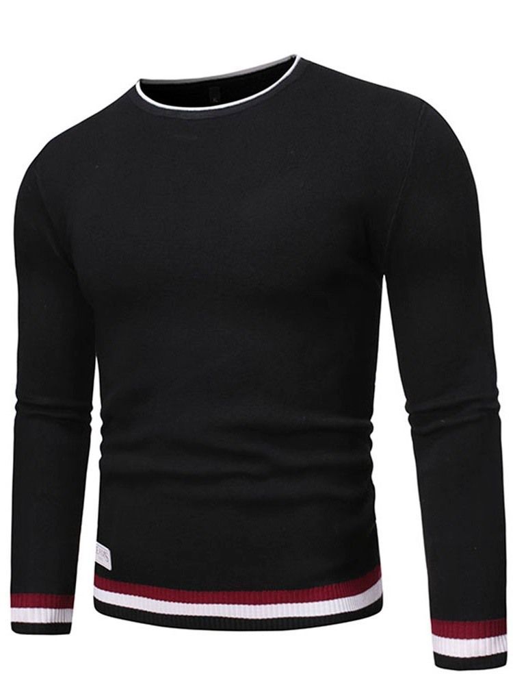 Pull Slim D'hiver À Blocs De Couleurs Standard À Col Rond Pour Hommes