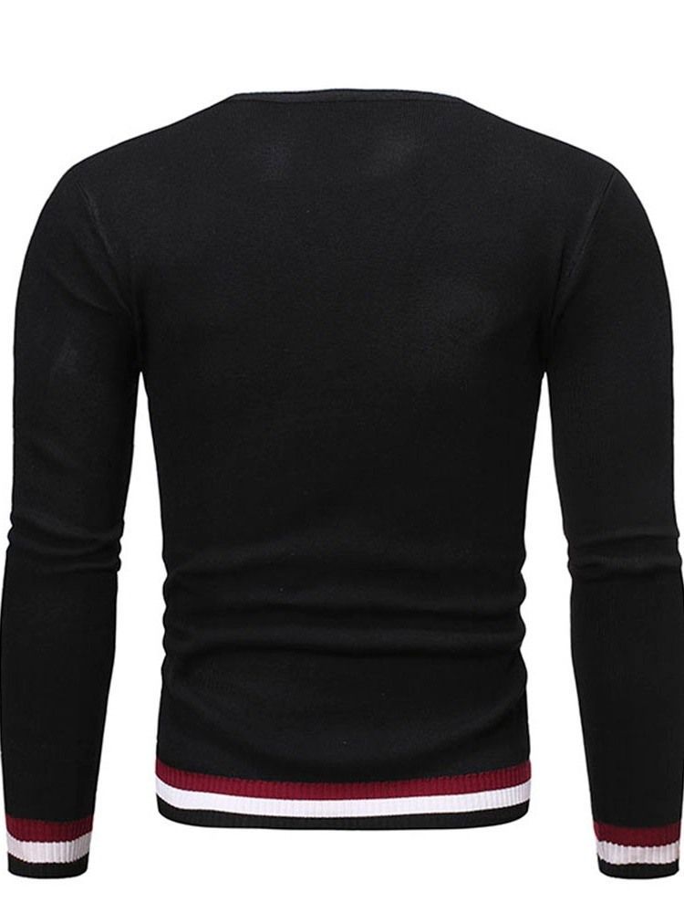 Pull Slim D'hiver À Blocs De Couleurs Standard À Col Rond Pour Hommes