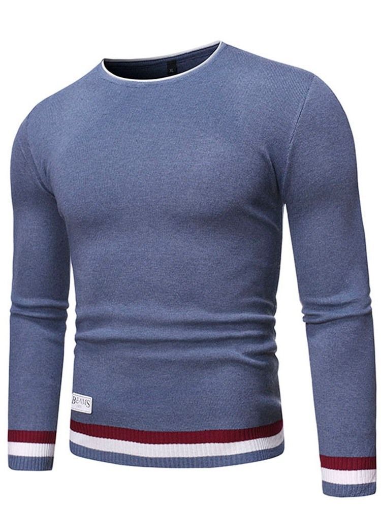 Pull Slim D'hiver À Blocs De Couleurs Standard À Col Rond Pour Hommes