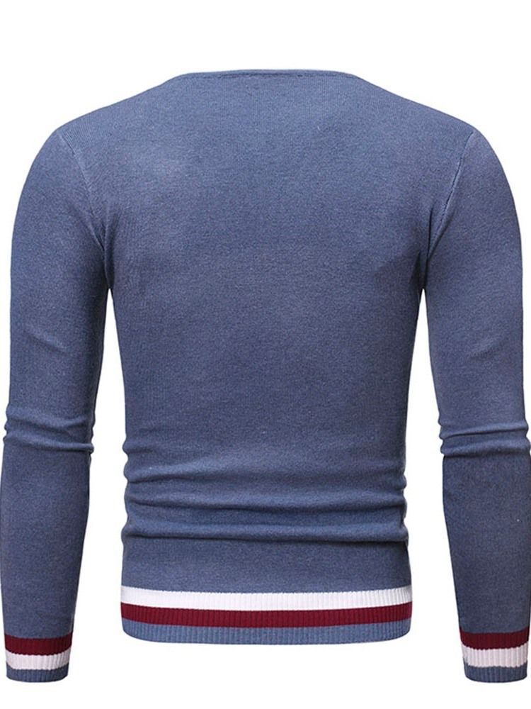 Pull Slim D'hiver À Blocs De Couleurs Standard À Col Rond Pour Hommes