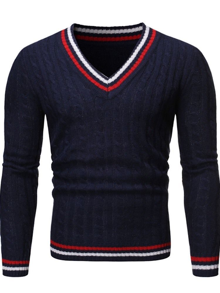 Pull Slim À Encolure En V Standard Pour Hommes D'automne