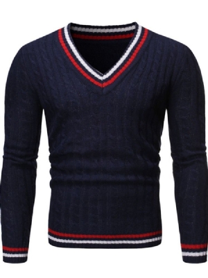 Pull Slim À Encolure En V Standard Pour Hommes D'automne