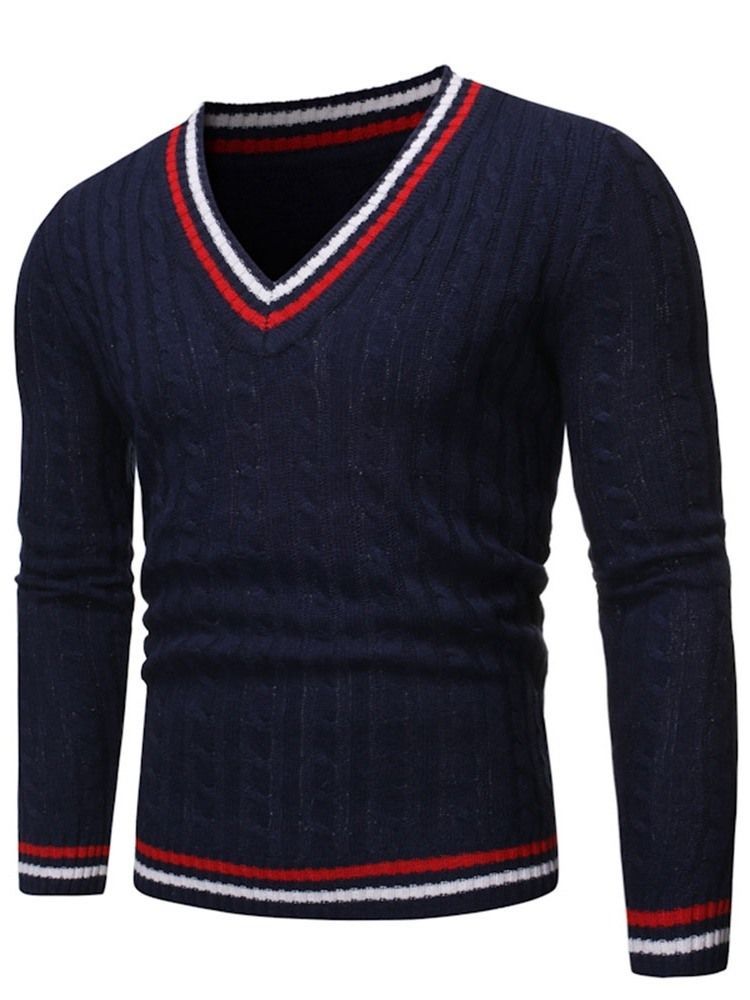 Pull Slim À Encolure En V Standard Pour Hommes D'automne