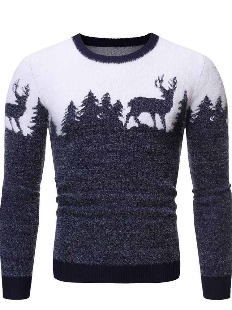 Pull Slim Pour Hommes D'hiver Standard À Col Rond