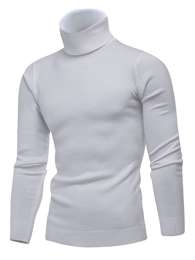 Pull Slim Uni À Col Haut Pour Hommes