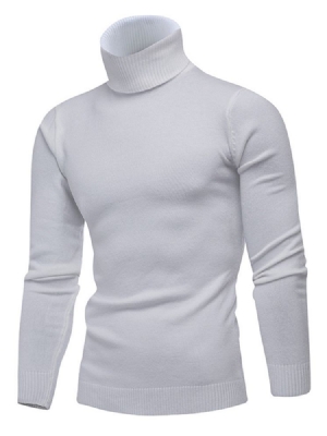 Pull Slim Uni À Col Haut Pour Hommes