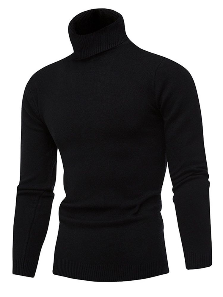 Pull Slim Uni À Col Haut Pour Hommes