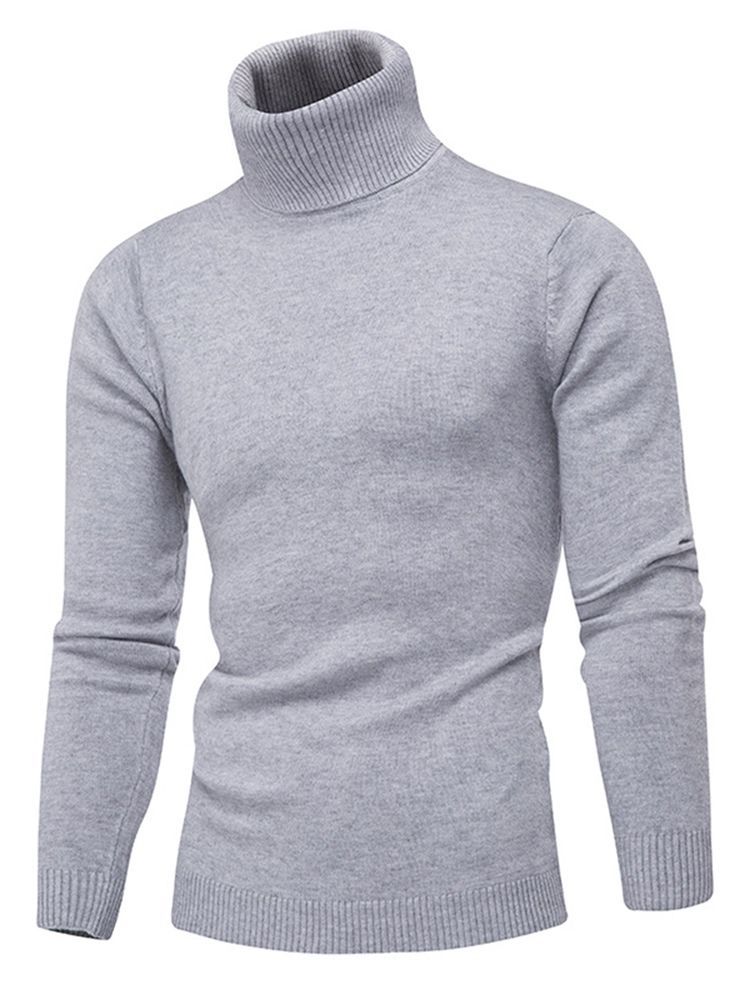 Pull Slim Uni À Col Haut Pour Hommes