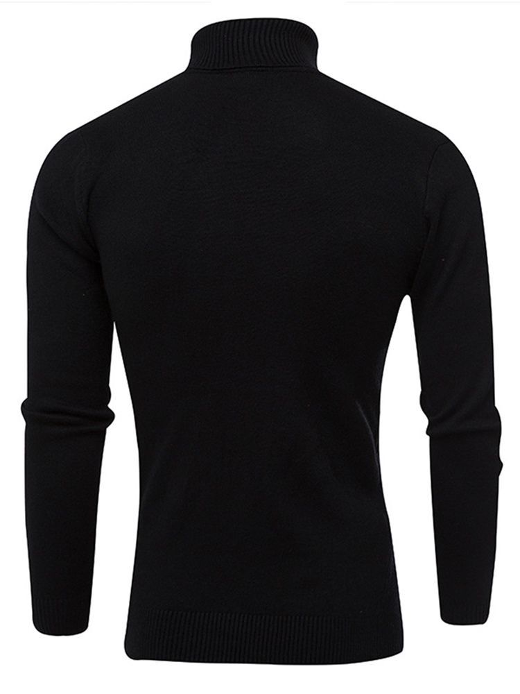 Pull Slim Uni À Col Haut Pour Hommes