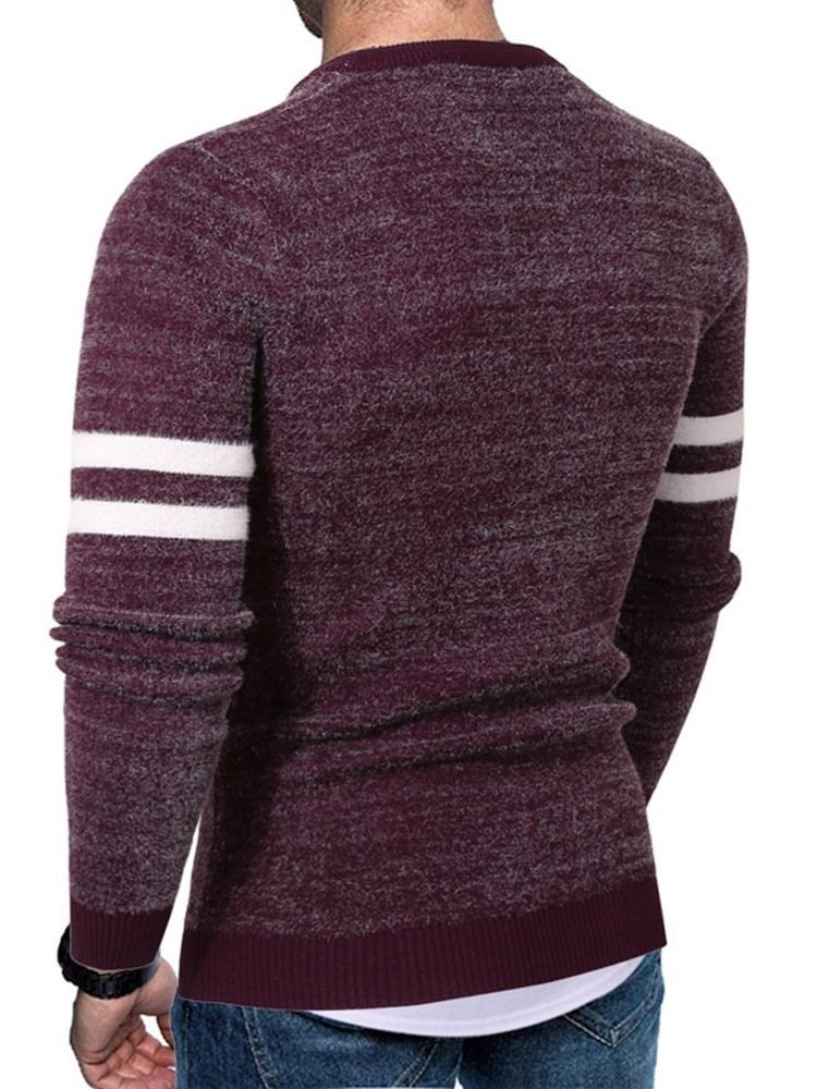 Pull Standard Pour Hommes Européens À Col Rond Et À Blocs De Couleurs