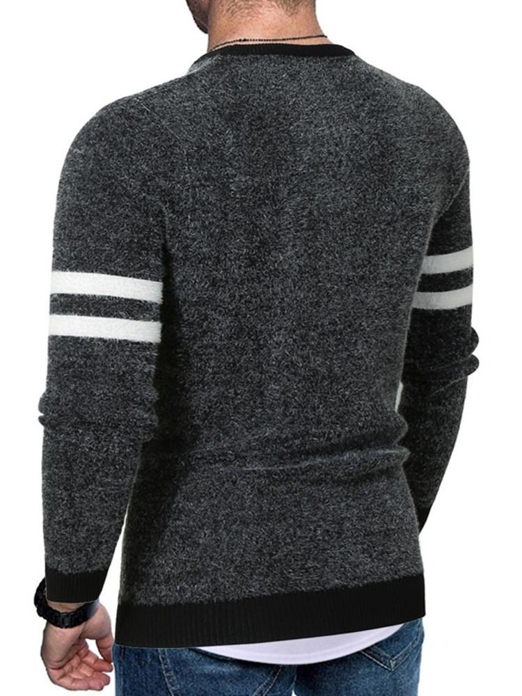 Pull Standard Pour Hommes Européens À Col Rond Et À Blocs De Couleurs