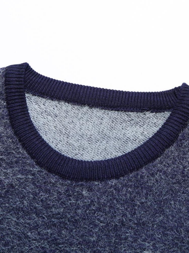 Pull Standard Pour Hommes Européens À Col Rond Et À Blocs De Couleurs