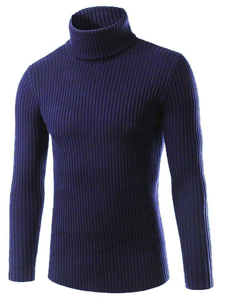 Pull Uni À Col Roulé Pour Hommes