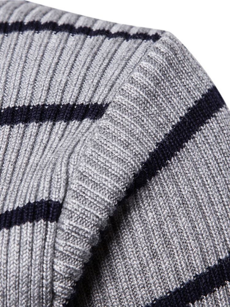 Pulls Cardigan Décontractés À Capuche Rayés Pour Hommes