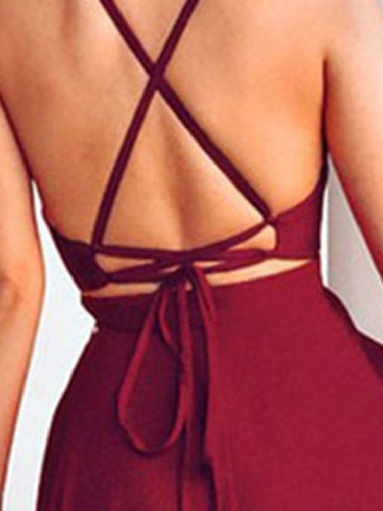 Robe À Bretelles Spaghetti Élégante Sans Manches Pour Femmes Longueur Au Sol Et Asymétrique