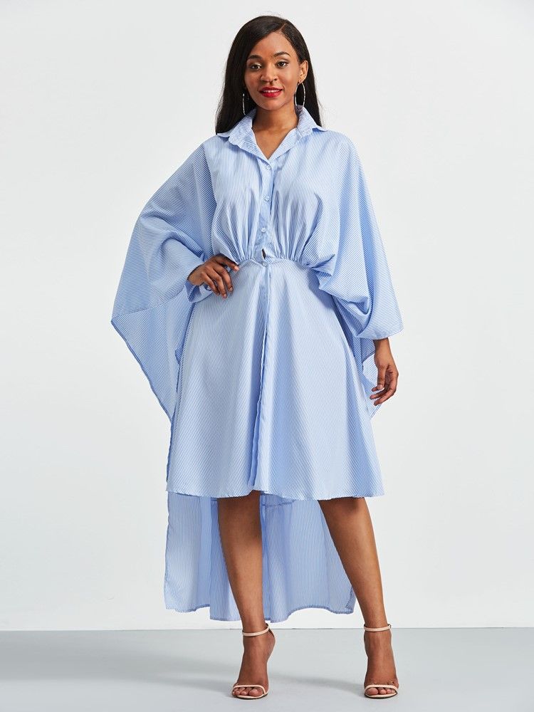 Robe Chemise Asymétrique À Manches Chauve-souris Pour Femme