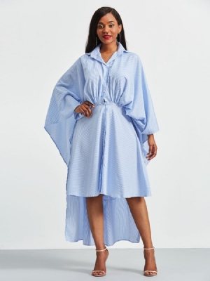 Robe Chemise Asymétrique À Manches Chauve-souris Pour Femme