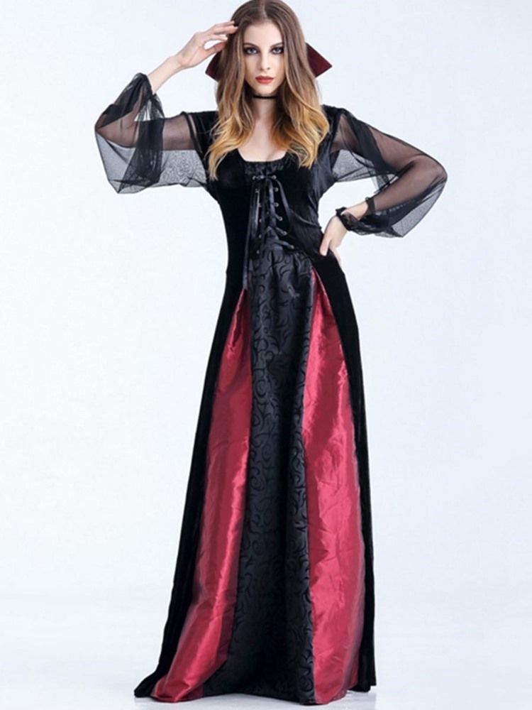 Robe De Costume D'halloween À Manches Longues Et À Lacets Pour Femmes