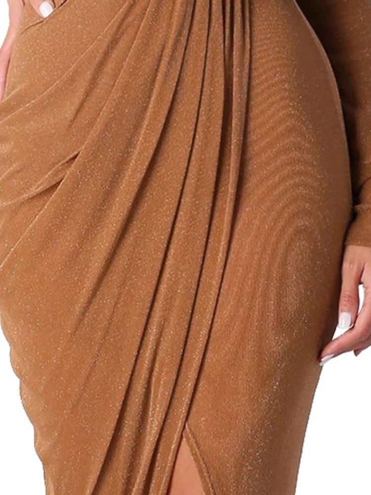 Robe D'automne Plissée À Taille Haute Et À Manches Longues Pour Femmes