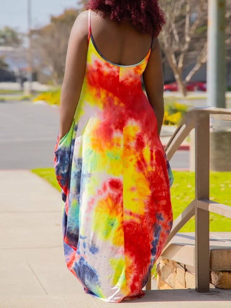 Robe Décontractée Sans Manches Tie-dye Pour Femmes