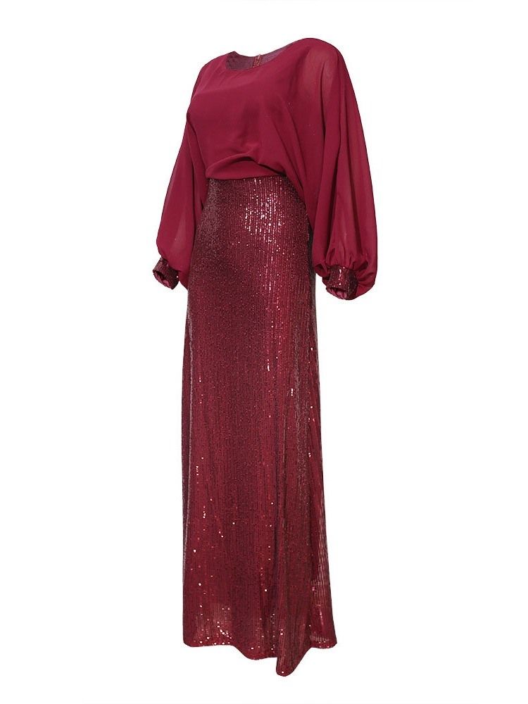 Robe À Encolure Ronde À Col Rond Et À Paillettes Pour Femmes