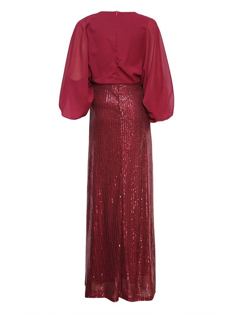 Robe À Encolure Ronde À Col Rond Et À Paillettes Pour Femmes