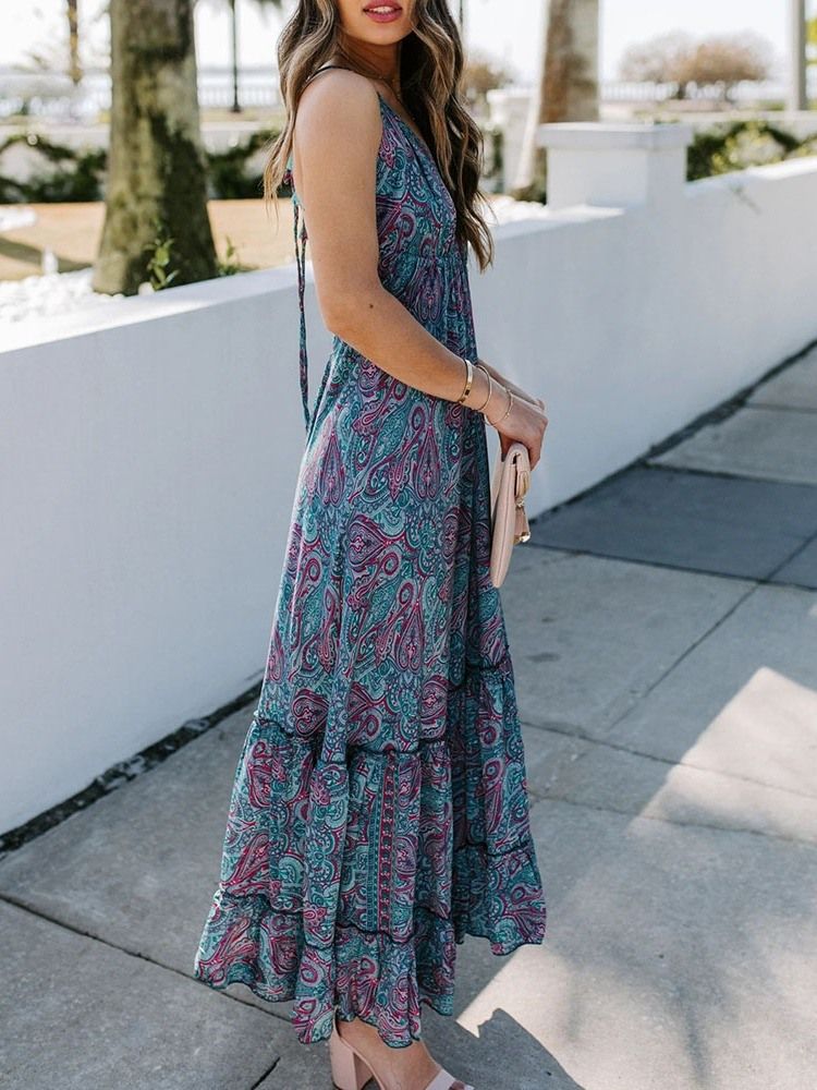 Robe À Encolure En V À La Cheville Et À La Cheville Pour Femme