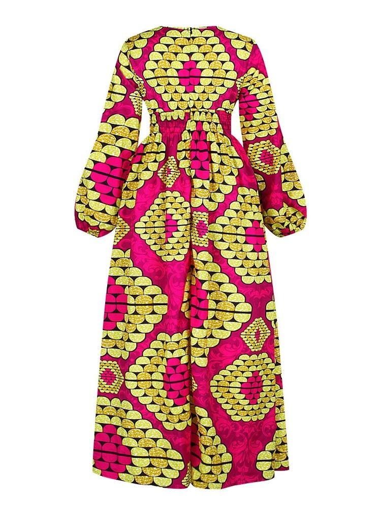 Robe Pour Femme À Col En V Et Imprimé Au Sol