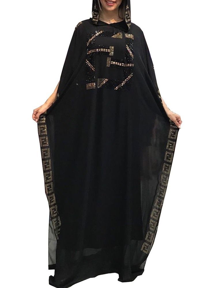 Robe Géométrique À Taille Haute À Manches Longues Et Diamants Pour Femmes