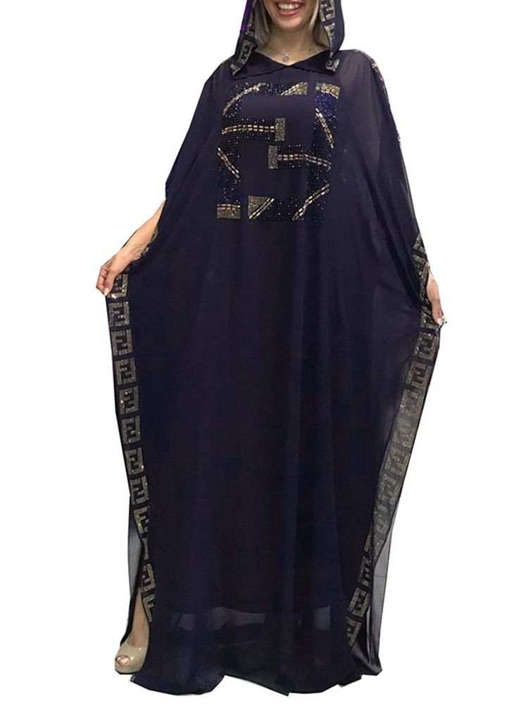 Robe Géométrique À Taille Haute À Manches Longues Et Diamants Pour Femmes