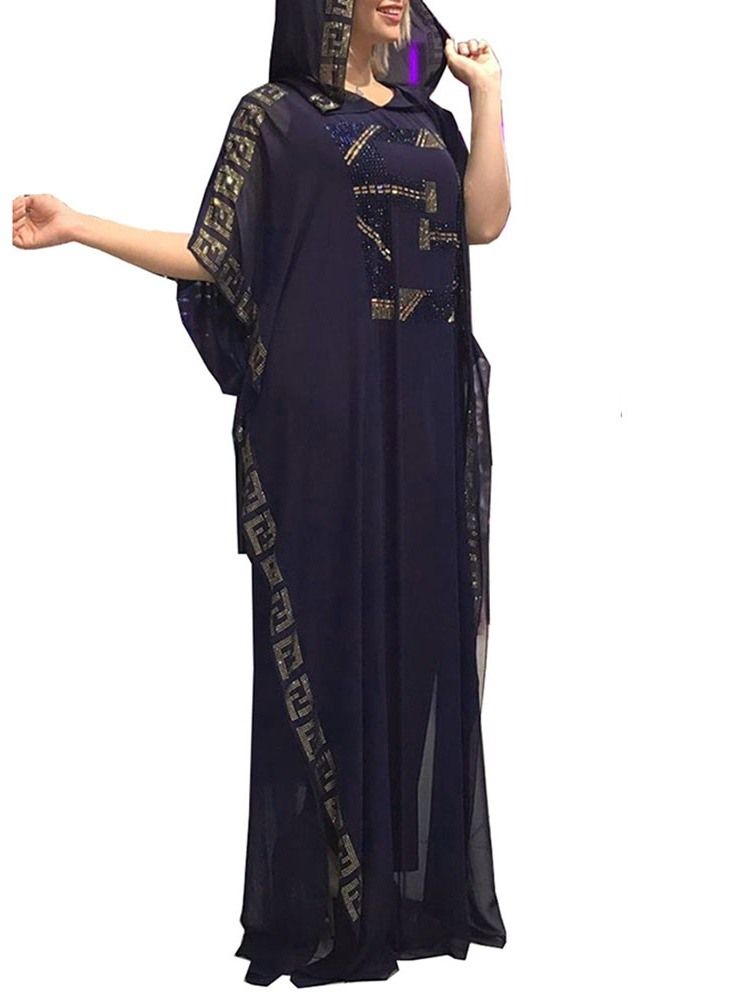 Robe Géométrique À Taille Haute À Manches Longues Et Diamants Pour Femmes