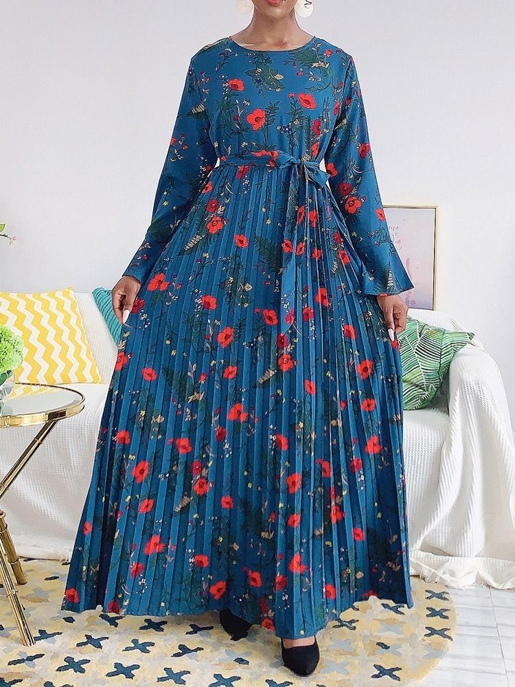 Robe Imprimée À Manches Longues Et À Manches Longues Pour Femmes