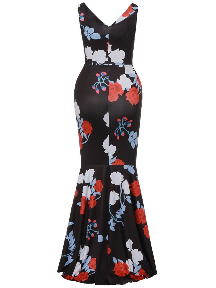 Robe Longue Asymétrique À Imprimé Floral Pour Femme