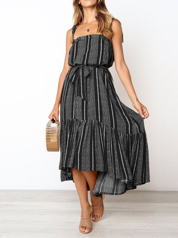 Robe Longue Asymétrique À La Mode Asymétrique Sans Manches Pour Femmes