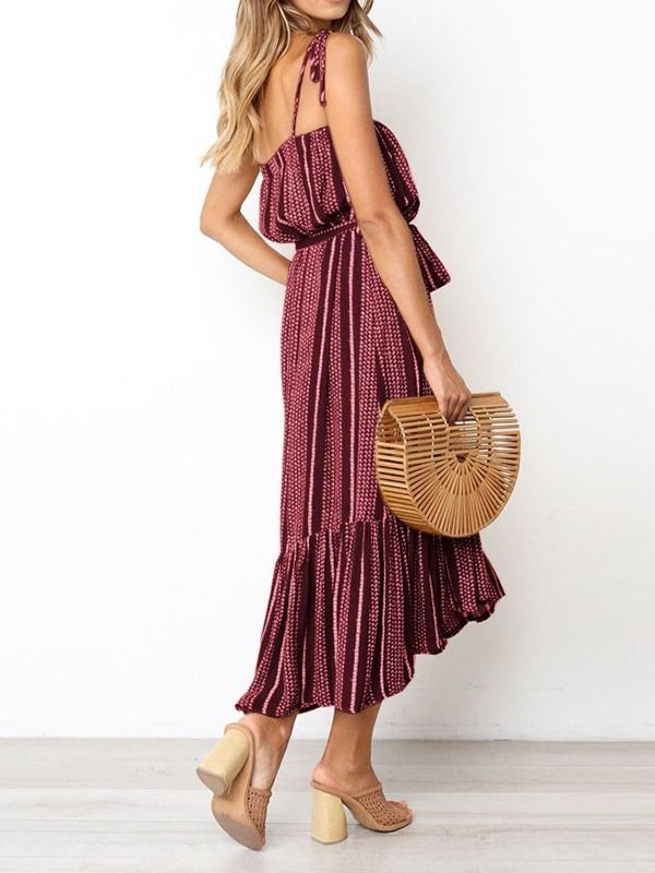 Robe Longue Asymétrique À La Mode Asymétrique Sans Manches Pour Femmes