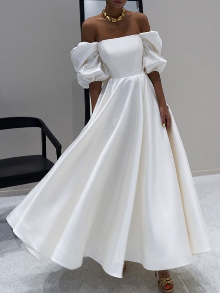 Robe Longue Blanche À Épaules Dénudées Pour Femmes