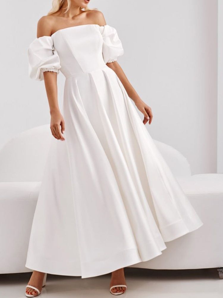 Robe Longue Blanche À Épaules Dénudées Pour Femmes