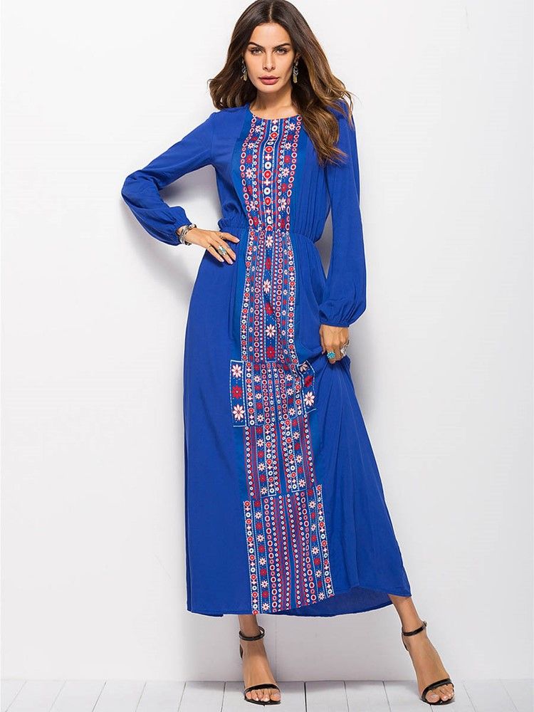 Robe Longue Bleue À La Mode Africaine Pour Femmes