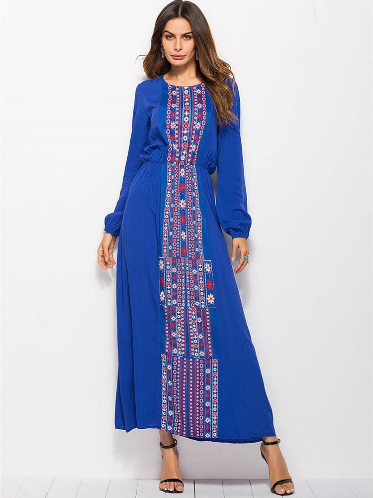 Robe Longue Bleue À La Mode Africaine Pour Femmes