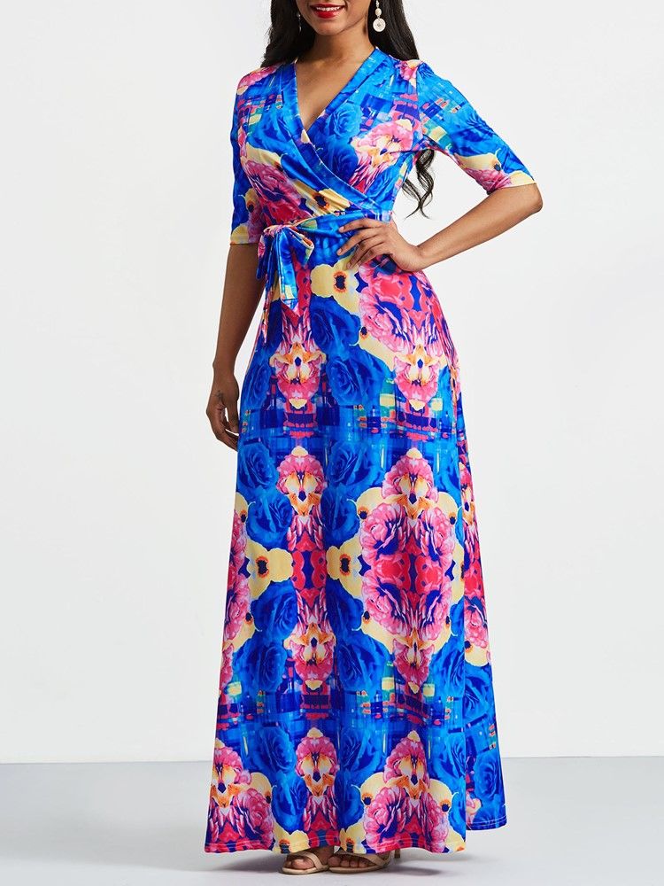 Robe Longue À Encolure En V À La Mode Africaine Pour Femmes