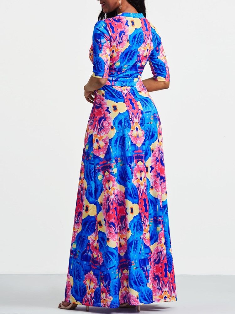 Robe Longue À Encolure En V À La Mode Africaine Pour Femmes