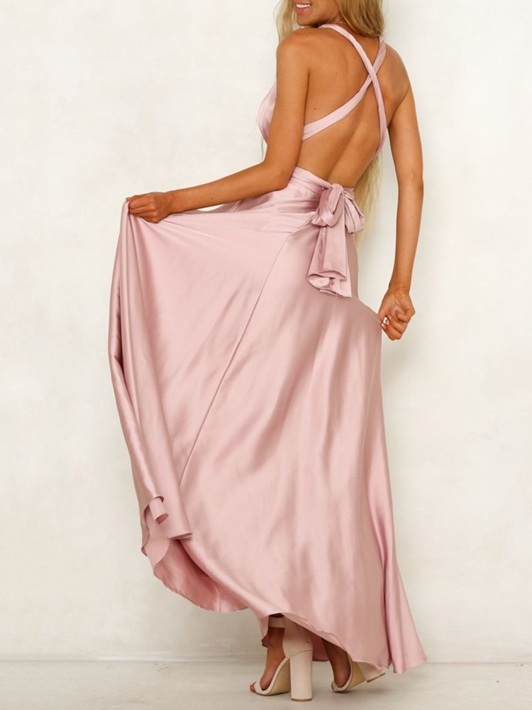 Robe Longue Pour Femmes Longueur Au Sol Dos Nu À Encolure En V