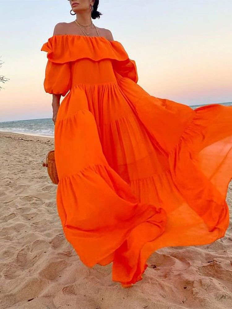 Robe Longue Fleurie À Épaules Dénudées Robes De Plage Pour Femmes