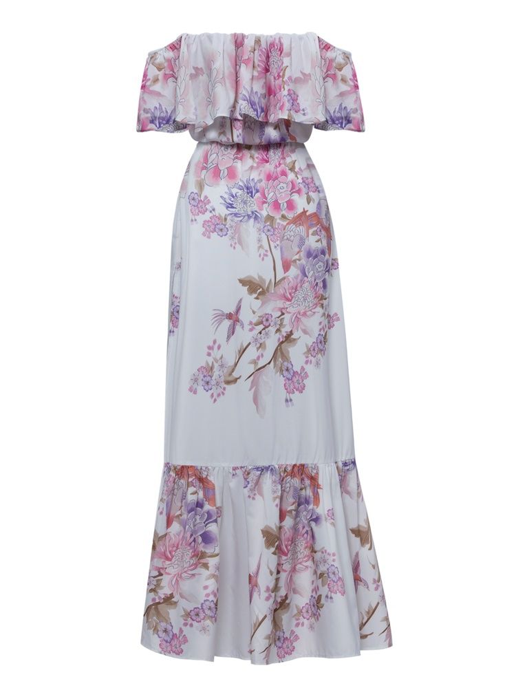 Robe Longue Sans Bretelles Pour Femmes À Imprimé Floral