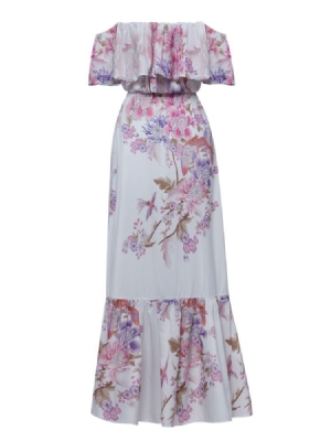 Robe Longue Sans Bretelles Pour Femmes À Imprimé Floral