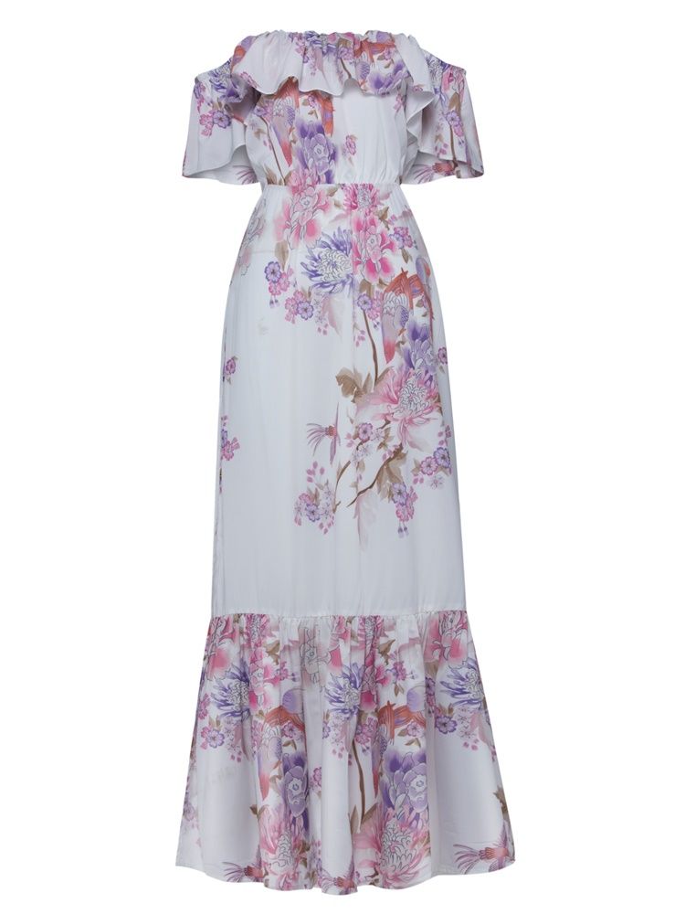 Robe Longue Sans Bretelles Pour Femmes À Imprimé Floral