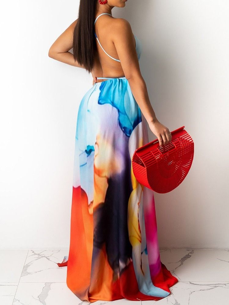 Robe Longue Sans Manches Dos Nu Et Longueur Au Sol Pour Femmes